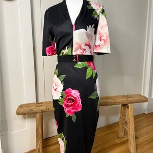 Ted Baker Black Dress with Floral Accents